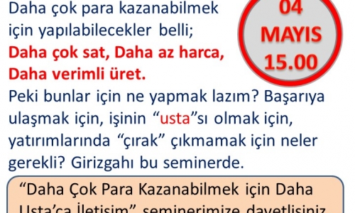 KARACABEY TSO’da “Daha Çok Para Kazanabilmek için Daha Usta’ca İletişim” Semineri