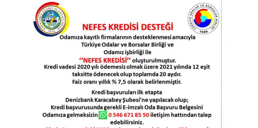 TOBB Nefes Kredisi Başvuruları Yeniden Başladı