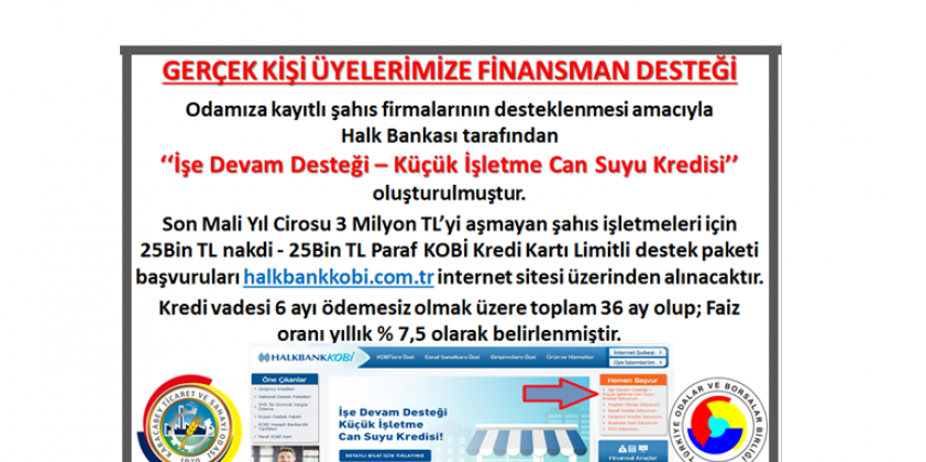 İşe Devam Desteği – Küçük İşletme Can Suyu Kredisi